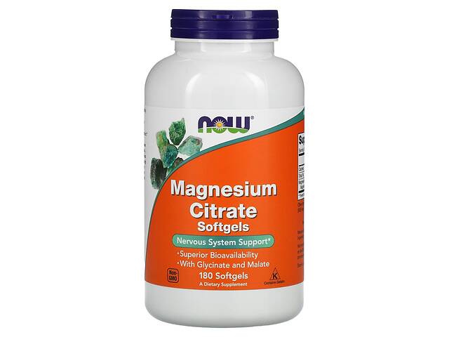 Микроэлемент Магний NOW Foods Magnesium Citrate 134 mg 180 Softgels