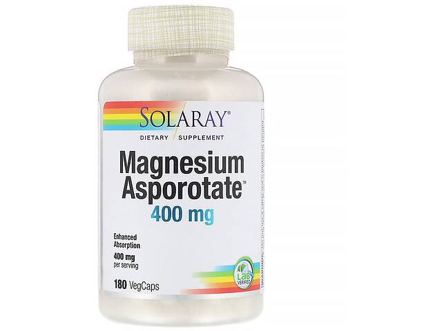 Микроэлемент Магний Solaray Magnesium Asporotate 400 mg 180 Veg Caps SOR13223