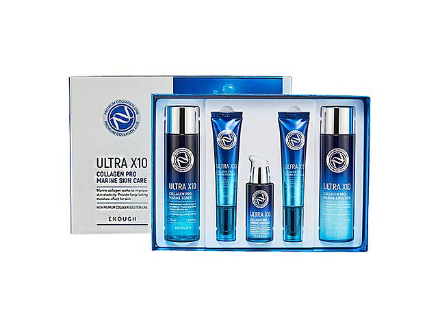 Набор омолаживающих средств с коллагеном Enough Ultra X10 Collagen Pro Marine 5 Set (8809438485616)