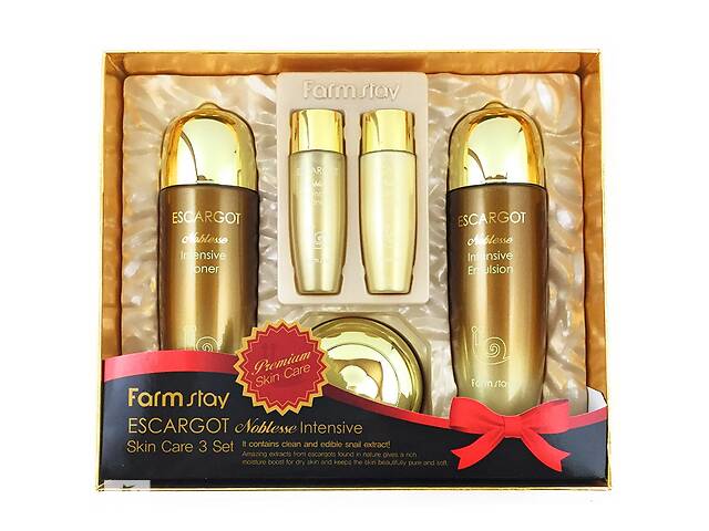 Набор по уходу за кожей лица с королевской улиткой Farmstay Escargot Noblesse Intensive Skin Care 3 Set (8809317289304)