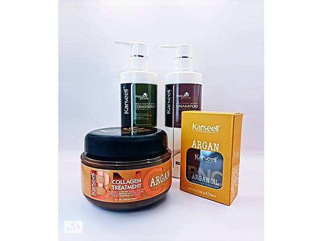 Набор по уходу за волосами Karseell ARGAN COLLAGEN TREATMENT Маска шампунь кондиционер масло для волос