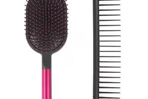 Набор расчесок для укладки волос профессиональный распутывающий Basic Beauty Черный с розовым (HC-BP)