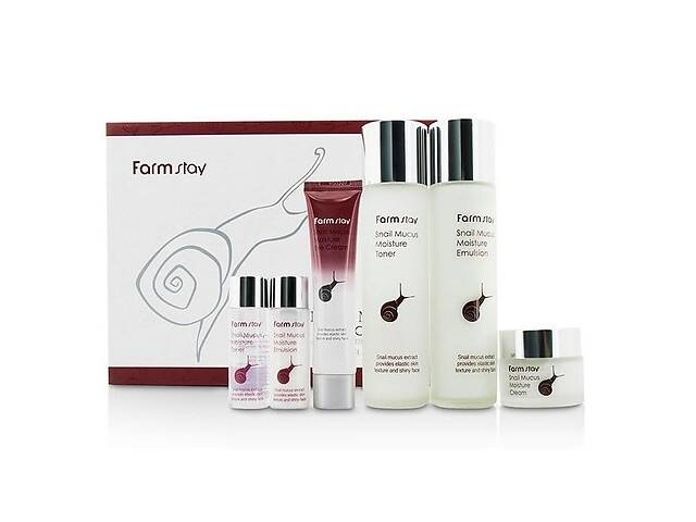 Набор увлажняющей косметики для лица с экстрактом улитки Farmstay Snail Mucus Moisture Skin Care 4 Set 6 шт (88094269...