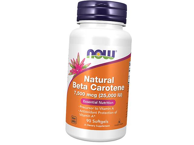 Натуральный Бета Каротин Natural Beta Carotene 25000 Now Foods 90гелкапс (72128059)