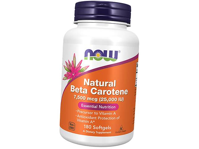 Натуральный Бета Каротин Natural Beta Carotene 25000 Now Foods 180гелкапс (72128059)