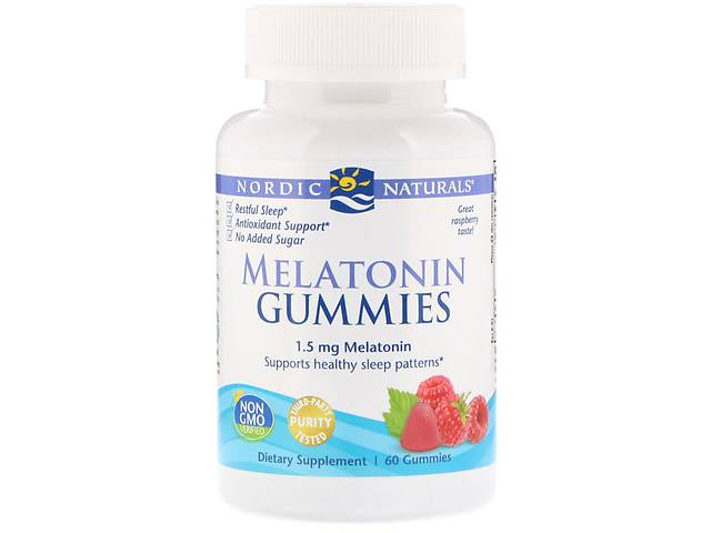 Nordic Naturals, Melatonin Gummies, Raspberry, 1.5 mg, 60 Gummies