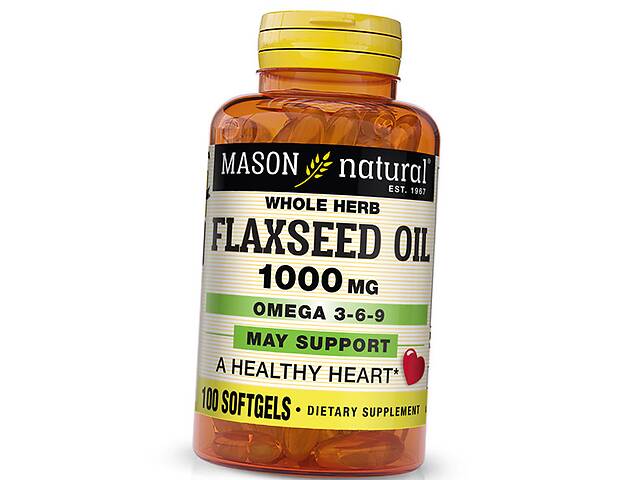 Омега 3 для сердца Flax Seed Oil 1000 Mason Natural 100гелкапс (67529007)