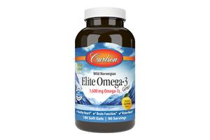 Омега-3 Elite Omega-3 Gems Carlson 180 желатиновых капсул Вкус Лимона