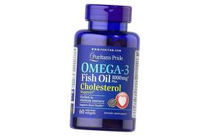 Omega-3 Fish Oil 1000 Plus Cholesterol Puritan's Pride 60гелкапс (67367009)