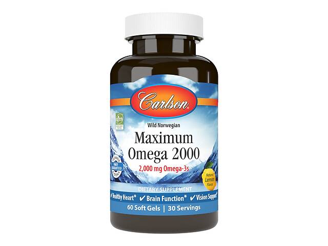 Омега максимум 2000 Вкус Лимона Maximum Omega 2000 Carlson 60 желатиновых капсул