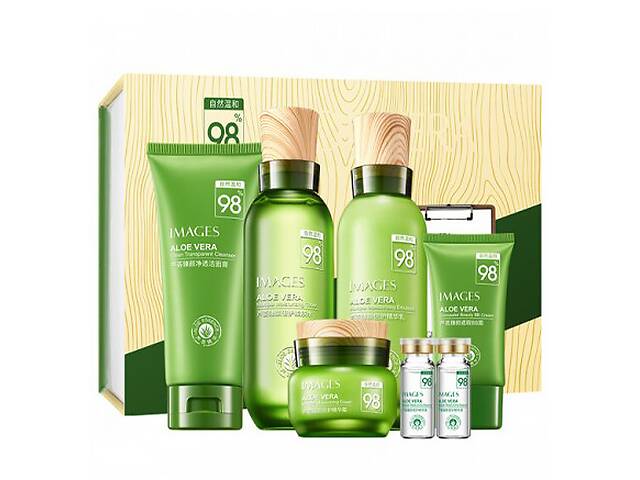 Подарочный набор с алоэ вера Images Aloe Vera 98% Moisturizing Seven-piece Suit 7в1