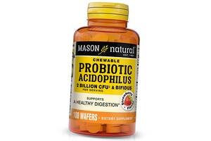 Пробиотик Ацидофилус Chewable Probiotic Acidophilus With Bifidus 2 Billion Mason Natural 100таб Клубника (69529004)