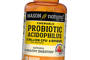 Пробиотик Ацидофилус Chewable Probiotic Acidophilus With Bifidus 2 Billion Mason Natural 100таб Клубника (69529004)