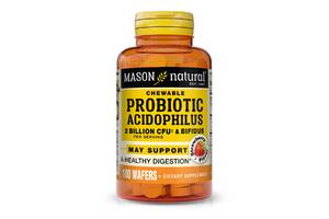 Пробиотики 2 млд КОЕ Probiotic Acidophilus With Bifidus Mason Natural 100 жевательных таблеток вкус клубники