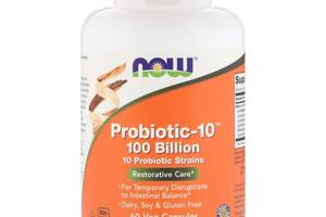 Пробиотики Для Пищеварения, Probiotic-10, 100 Billion, Now Foods, 60 вегетарианских капсул