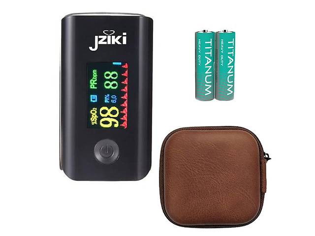 Пульсоксиметр JZIKI JZK-305 Black + Кейс ProZone Universal-EVA-CASE (85х85х40) Premium Коричневий