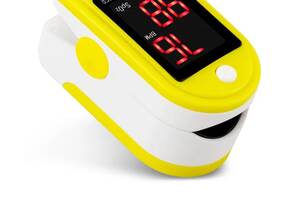 Пульсоксиметр на палец JZK-301 для изменения пульса и сатурации крови Pulse Oximeter Yellow + чехол (MAS40450)