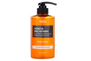 Питательный ароматический гель для душа Honey & Macadamia Body White Musk Kundal 500 мл