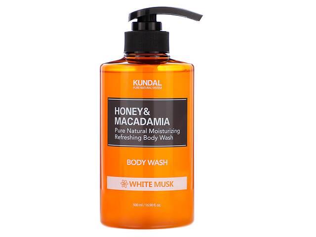 Питательный ароматический гель для душа Honey & Macadamia Body White Musk Kundal 500 мл