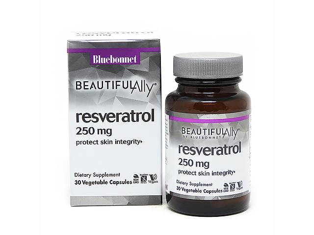 Ресвератрол 250 мг Bluebonnet Nutrition Beautiful Ally Resveratrol 250 мg 30 растительных капсул