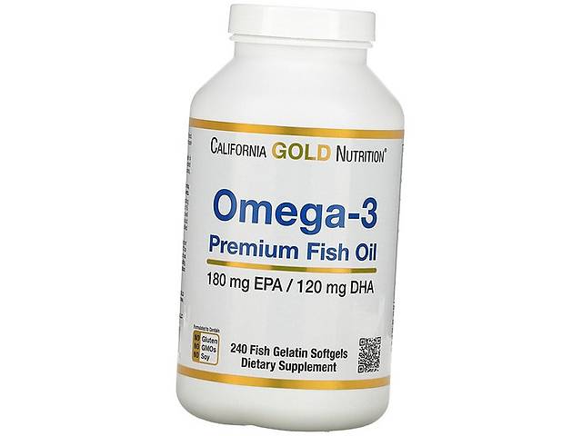Рыбий Жир премиального качества Omega-3 Premium Fish Oil California Gold Nutrition 240гелкапс (67427003)