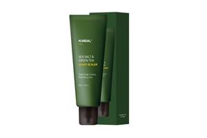 Солевой очищающий скраб для кожи головы с чайным деревом Sea Salt & Green Tea Scalp Scaler Herb Mint Kundal 200 г