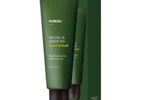 Солевой очищающий скраб для кожи головы с чайным деревом Sea Salt & Green Tea Scalp Scaler Herb Mint Kundal 200 г