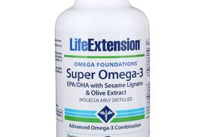 Супер Омега-3 Omega Foundations Super Omega-3 Life Extension 120 Желатинових Капсул