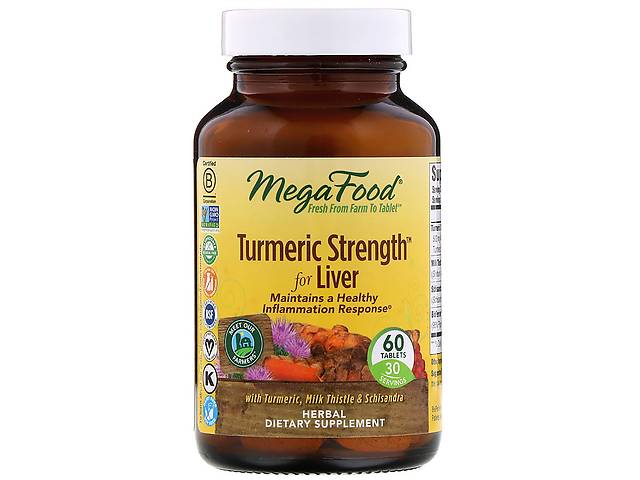 Сила куркумы для печени, Turmeric Strength for Liver, MegaFood, 60 таблеток