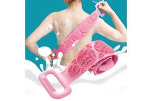 Силиконовая мочалка для душа двухсторонняя 'Silica gel bath brush', розовый массажер щетка для тела (ST)