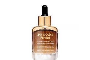 Сыворотка для омоложения кожи с золотом и пептидами 24K Gold and Peptide Signature Ampoule FarmStay 35 мл