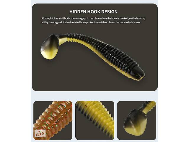 Віброхвіст 7 см. 3 гр.10 штук джиг силікон - Фото 8