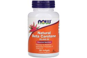 Витамин A NOW Foods Natural Beta Carotene 25000 IU 180 Softgels