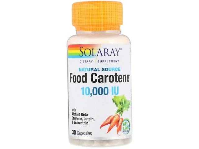 Витамин A Solaray Food Carotene, Natural Source, 10.000 IU 30 Caps SOR-04113