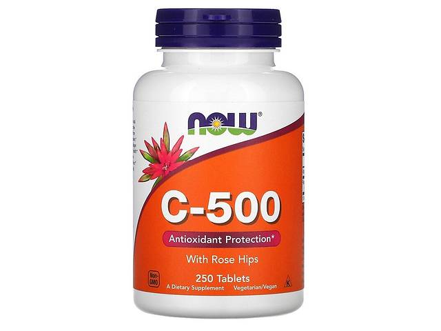 Витамин C-500 с шиповником With Rose Hips Now Foods 250 таблеток