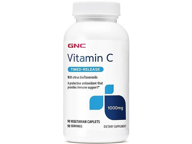 Витамин C для спорта GNC Vitamin C with Citrus Bioflavonoids, Timed-Release 1000 mg 90 Veg Caplets