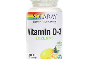 Витамин D-3 Vitamin D-3 Solaray 2000 МЕ вкус лимона 60 леденцов