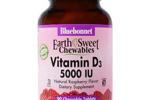 Витамин D Bluebonnet Nutrition Vitamin D3 5000 IU 90 Chewable Tabs Natural Raspberry Flavor BLB0366