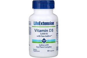 Витамин D Life Extension Vitamin D3 with Sea-Iodine 5,000 IU 60 Caps