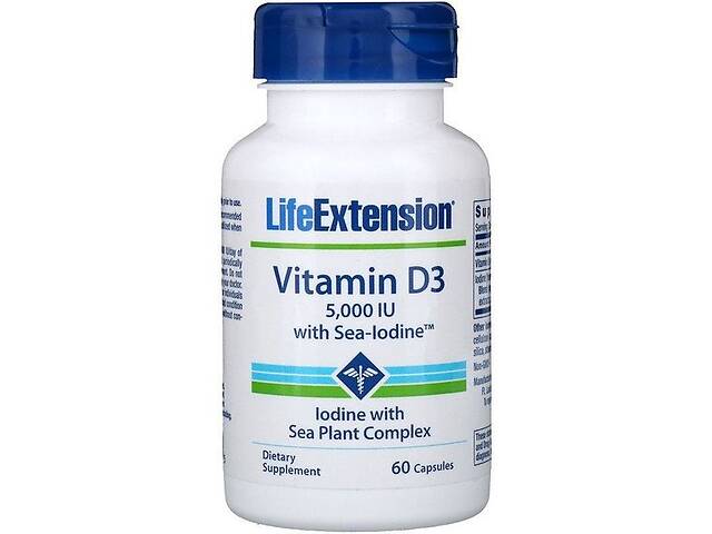 Витамин D Life Extension Vitamin D3 with Sea-Iodine 5,000 IU 60 Caps