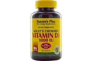 Витамин D Nature's Plus Adult's Chewable Vitamin D3 1000UI 90 Tabs Maui Berry Burst Flavor NTP1044