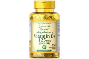 Витамин D Puritan's Pride Vitamin D3 5000 IU 200 Softgels