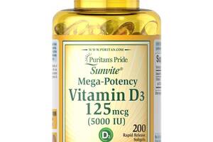 Витамин D Puritan's Pride Vitamin D3 5000 IU 200 Softgels