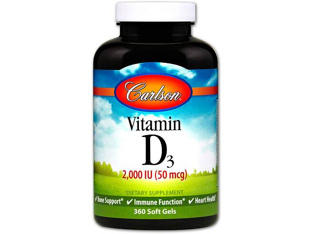 Витамин Д3 Vitamin D3 Carlson Labs 2000 МЕ 50 мкг 360 гелевых капсул