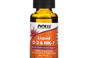 Витамин Д3 и МК-7 Liquid D-3 MK-7 Now Foods жидкость 30 мл