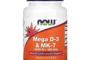 Витамин Д3 и МК-7 Mega D-3 MK-7 Now Foods 180 мкг (5000 МЕ) 60 вегетарианских капсул