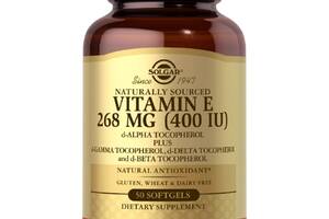 Витамин E, 268 мг (400 МЕ), Vitamin E, d-Alpha Tocopherol & Mixed Tocopherols, Solgar, 50 желатиновых капсул