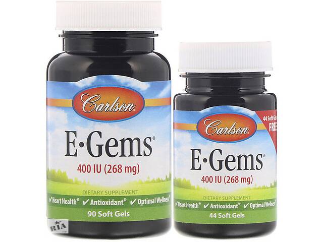 Витамин E Carlson Labs CAR-00349 E-Gems Elite 268 mg 400 IU 2 Bottles 90+44 Softgels