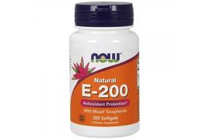 Витамин E NOW Foods Vitamin E-200 with Mixed Tocopherols 100 Softgels