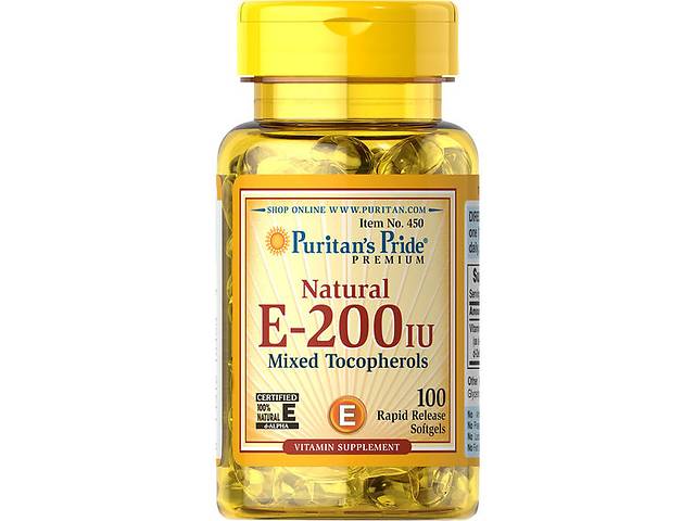 Витамин E Puritan's Pride Vitamin E-200 IU Mixed Tocopherols Natural 100 Softgels